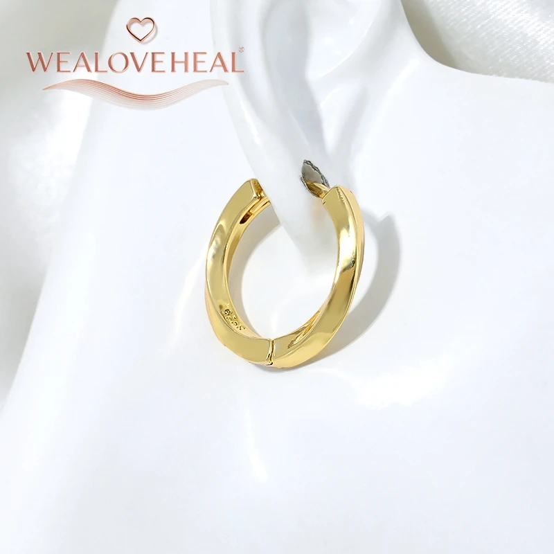 ohrringe, ohrringe damen, 18K Vergoldete Messing Gedrehte Huggie Creolen für Damen Glatt Hochglanzpoliert Geometrisch Minimalistisch Alltagsschmuck Geschenk – Detail 19