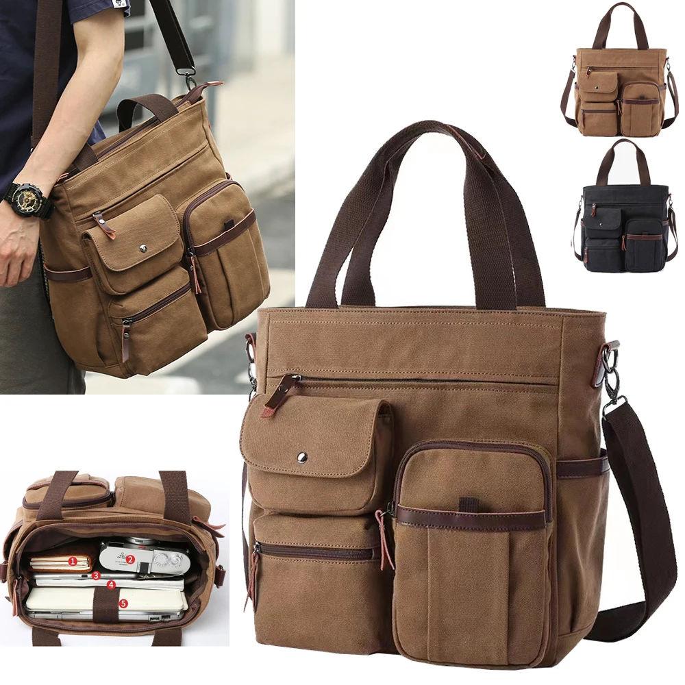 

Men's Messenger Bag Handbags Briefcase Canvas Shoulder Bag for Man Documents Large Tote Laptop Crossbody Travel Bags Vintage Bag