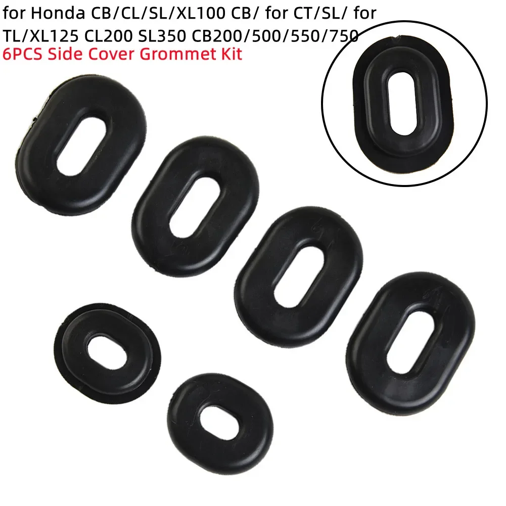 6pcs Side Cover Oval Grommets Set for Honda CB/CL/SL/XL100 CB/ for CT/SL/ for TL/XL125 CL200 SL350 CB200/500/550/750 Motorcycle