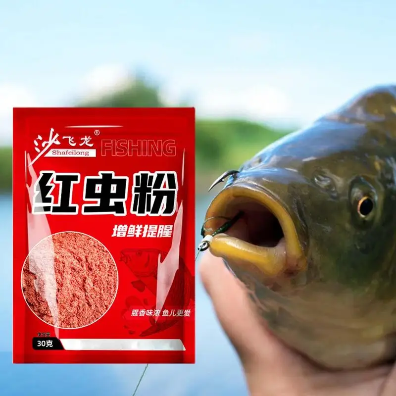 Bait Powder For Fishing Red Worm Powder Fish Scent Fish Bait Additive Highly Concentrated Freshwater Saltwater Fishing