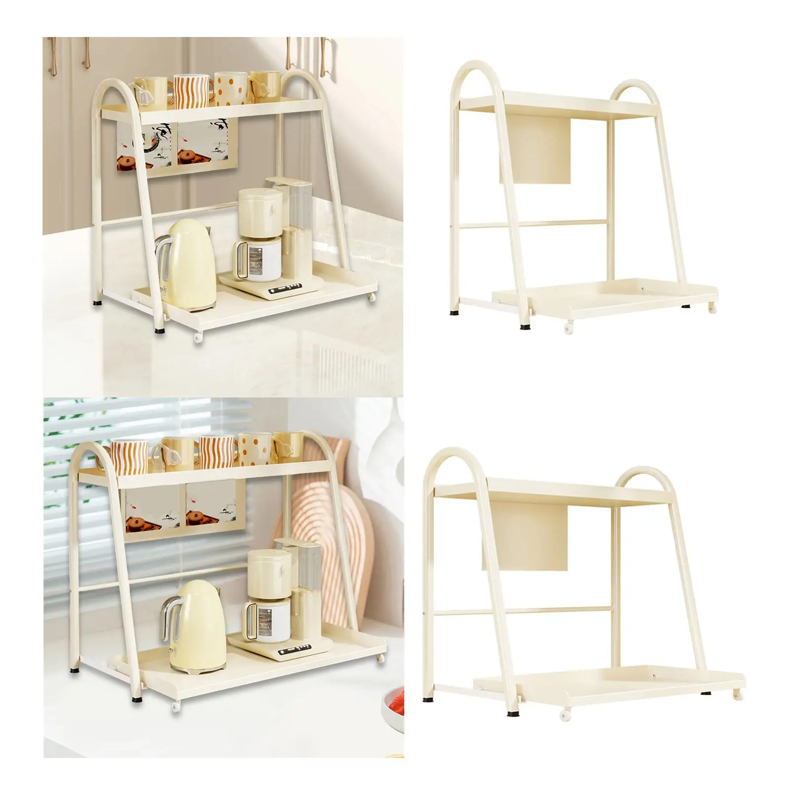 

Water Cup Storage Rack Pull Out Storage Shelf Seasoning Rack Simple Double Layer Countertop Makeup Organizer for Home Kitchen