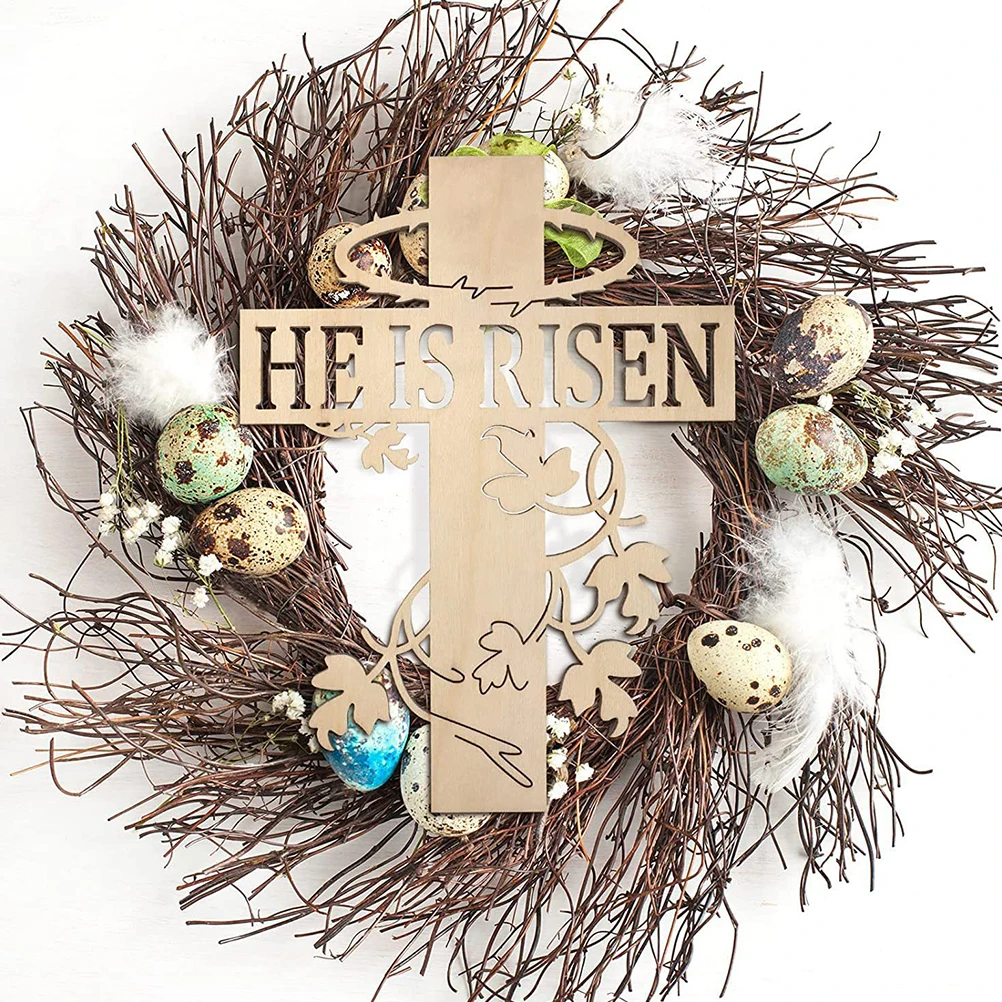

2Pcs Easter Wooden Cross Ornament Hanging Decoration Rustic Religious Pendant DIY Wreath Accessory Easter Home Decor Cross