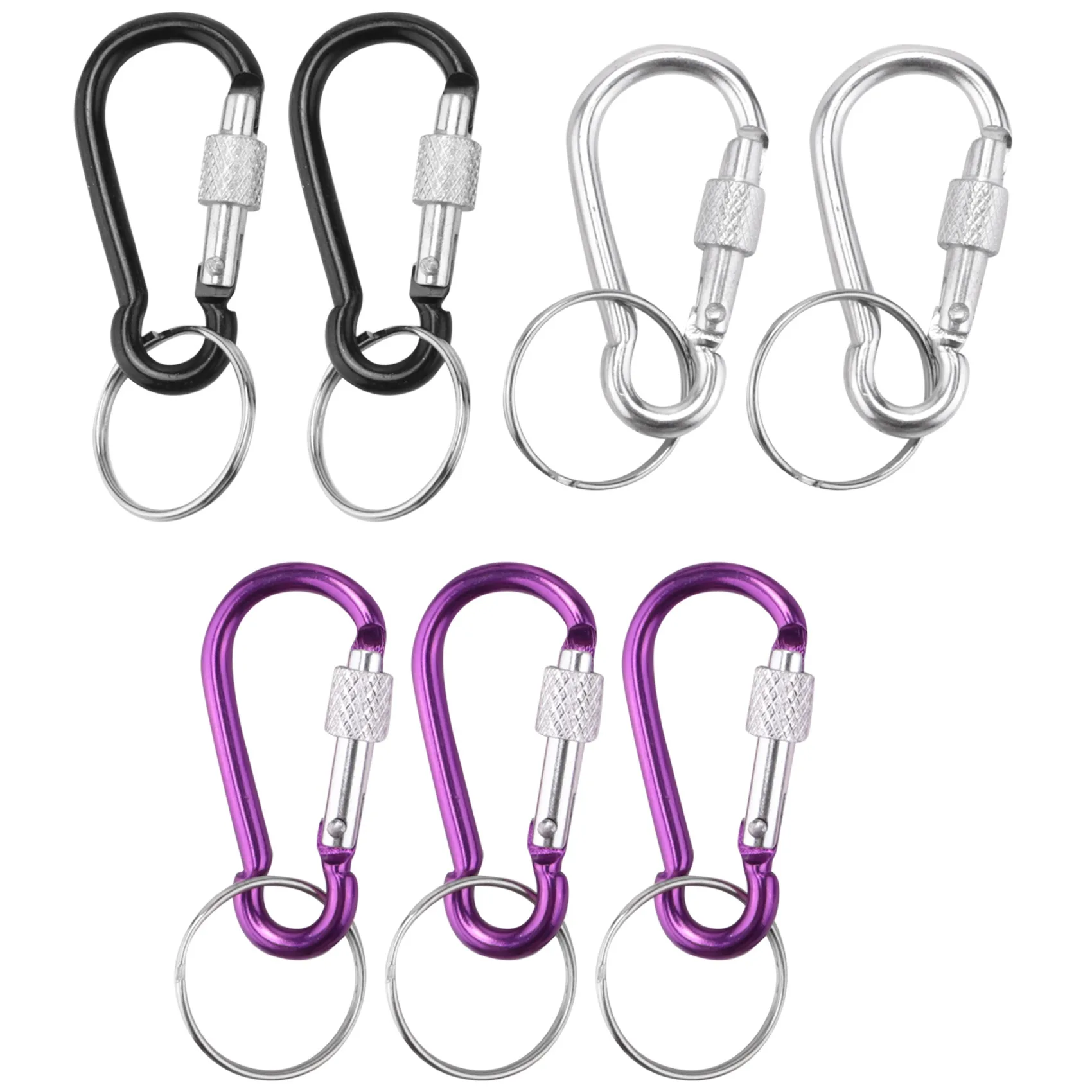 【CYBER MONDAY】7 Pcs 5# Screw Lock Mini Multicolor Aluminum Carabiner Hook w Keyring