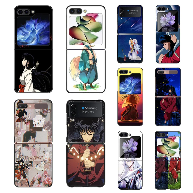 Phone Case For Samsung Z Flip 6 5 4 3 Galaxy ZFlip6 5G Flip5 Flip4 Inuyasha Sesshomaru Anime Black Hard Camera Protective Cove