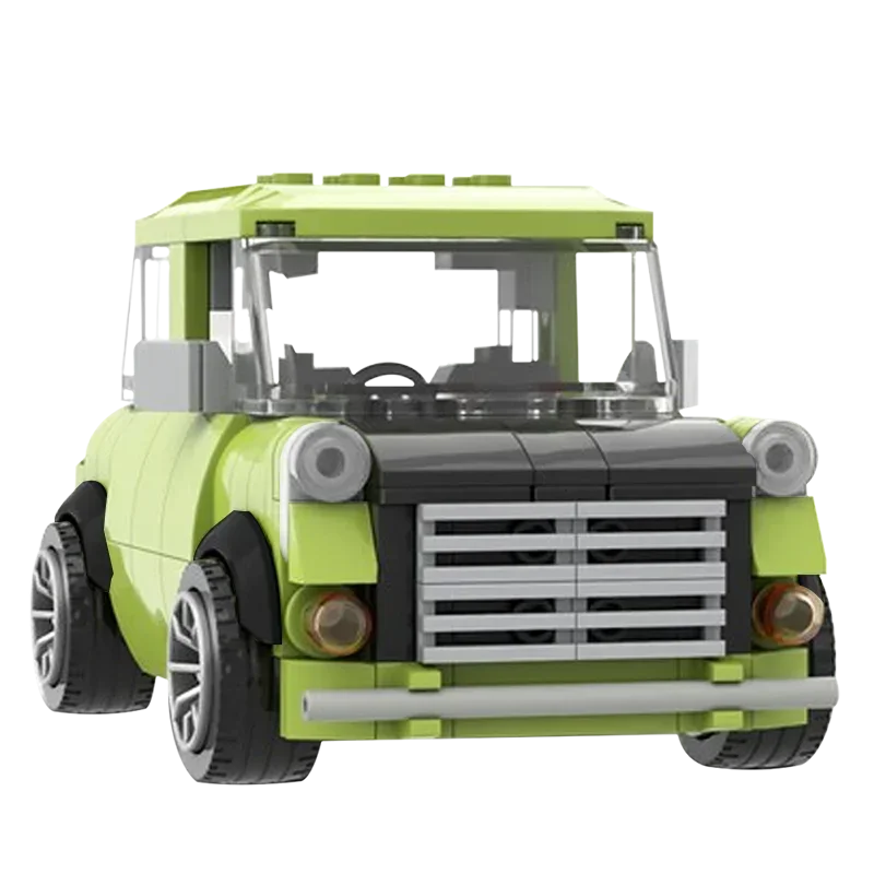 MOC Klassieke Filmkarakters Brickheadz Mr Bean's Mini Sport Racing Groen Sedan Model Bouwstenen Set Kinderen Puzzel Speelgoed Gift