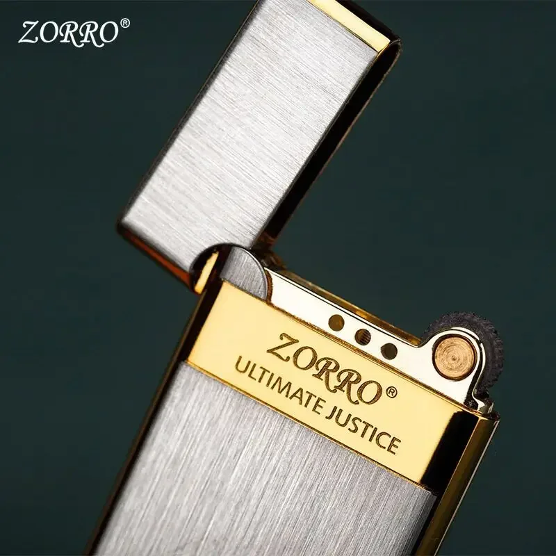 Zorro-Ultra-thin Inflatable Lighter, Cigarette Case, Grinding Wheel, Men\'s Toy, Cigarette Accessories, Easy to Put