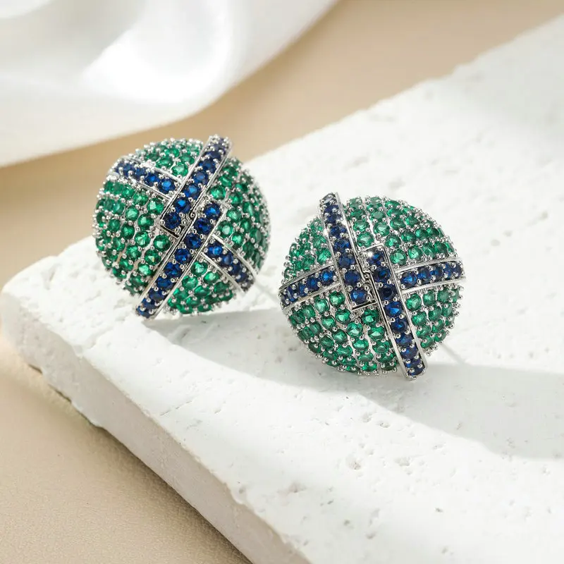 

Серьги-гвоздики Bilincolor, маленькие, зеленые, круглые, для женщин