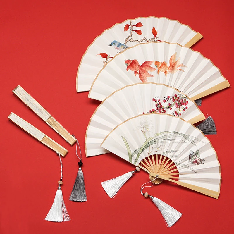 Mini Pocket Folding Fan Portable Chinese Classical Women Hanfu Handheld Fan Antiquity Cultural Craft Gift Dance Props Ventilador