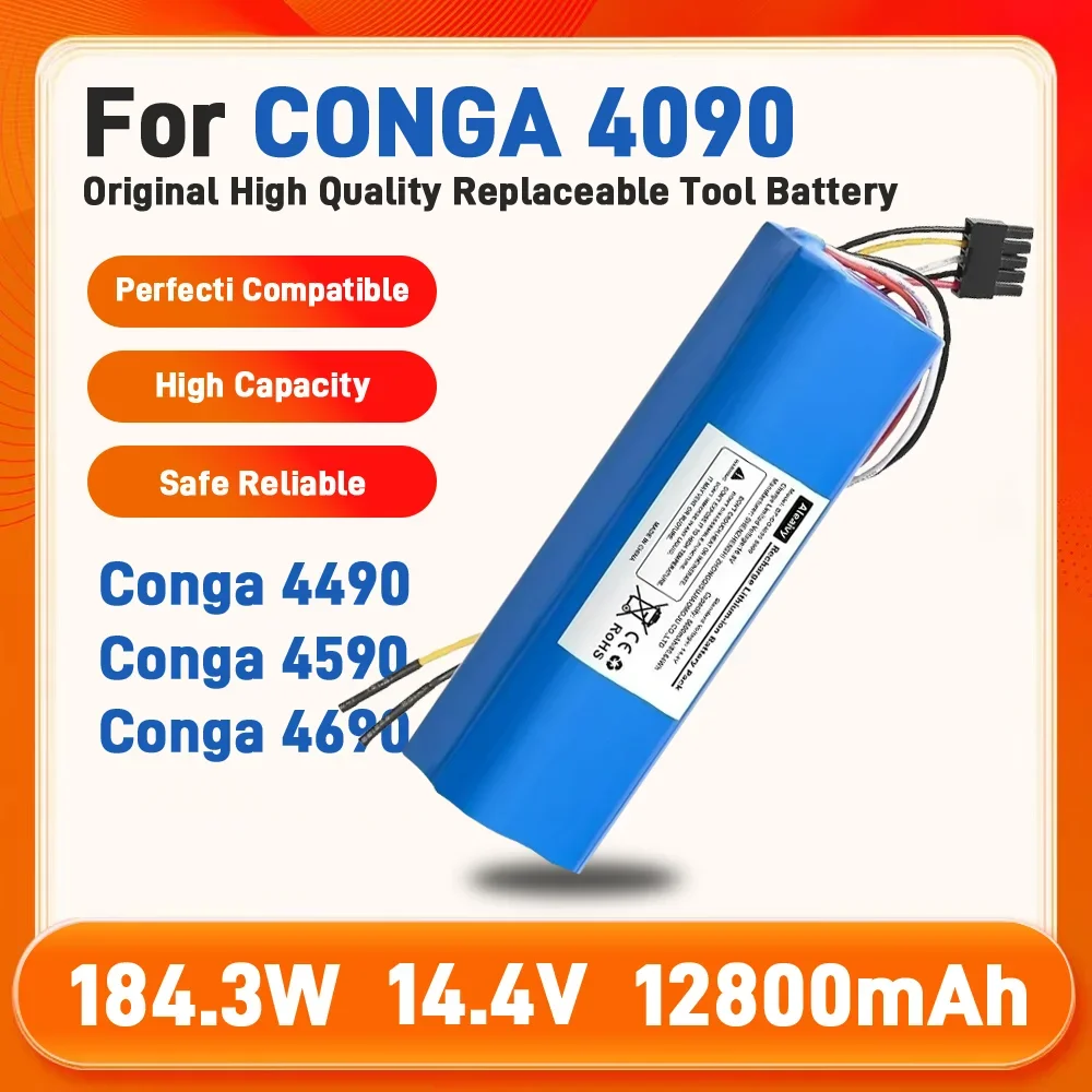 Original Li-ion Battery for CONGA 2090 3090 4090 5090 1690 1890 Robot Vacuum Cleaner 14.4V 18650 12800mAh tool Battery Pack