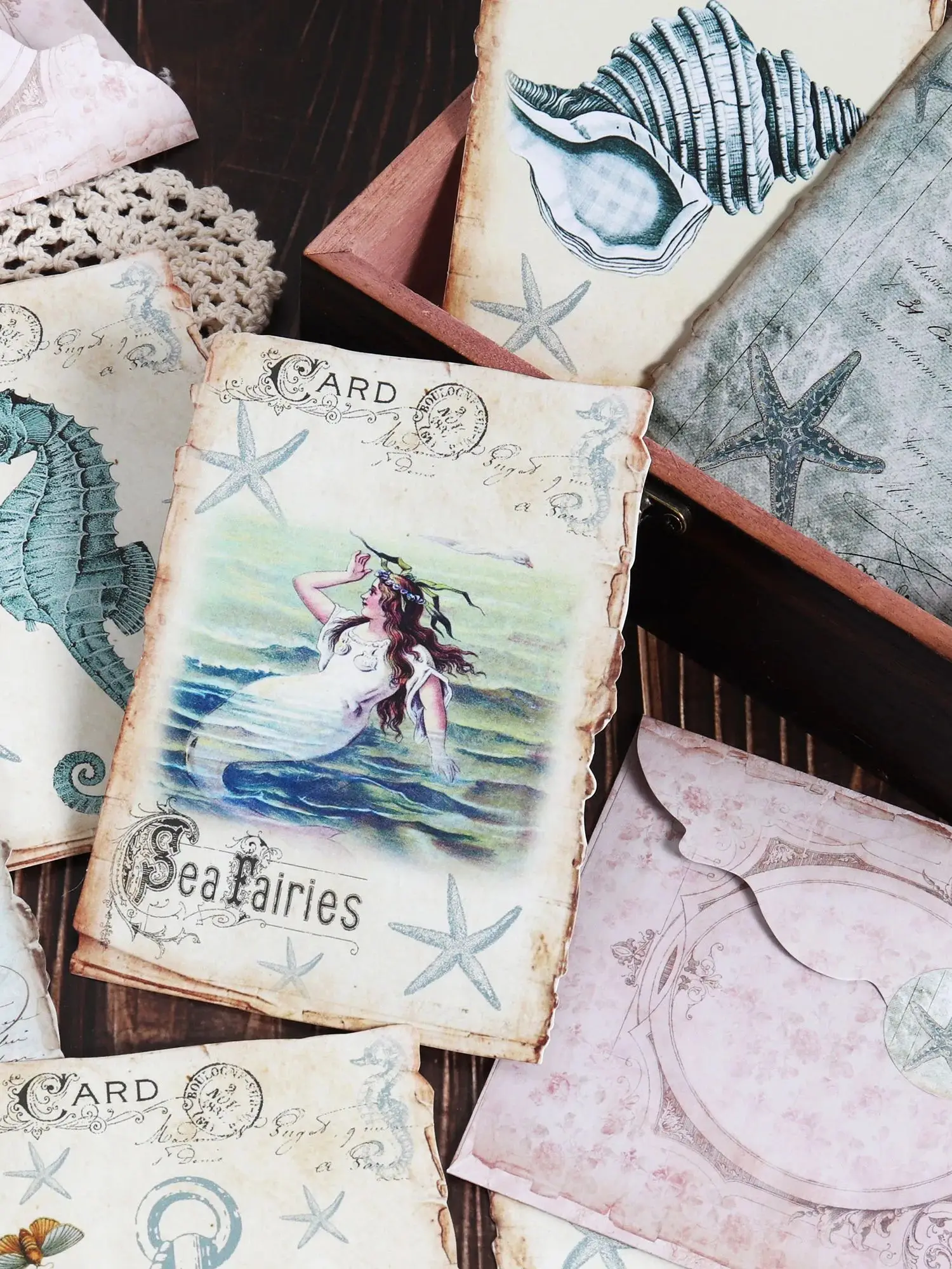 JAIIMAN 64 Stück (mit Umschlägen) Vintage Ocean Speziell geformtes beschreibbares Postkarten-Set, weißer Karton, für Scrapbook, DIY-Bastelarbeiten – Detail 3