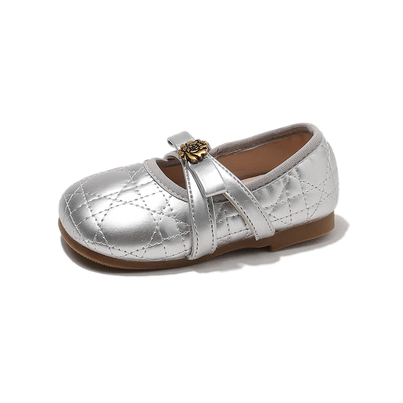 Neue, süße Mary-Jane-Schuhe für kleine Mädchen, mit gestepptem Riemen und Schleife, goldfarbener Blume, rutschfester Sohle, Prinzessinnenschuhe für Partys, Hochzeiten und den täglichen Gebrauch. – Detail 8