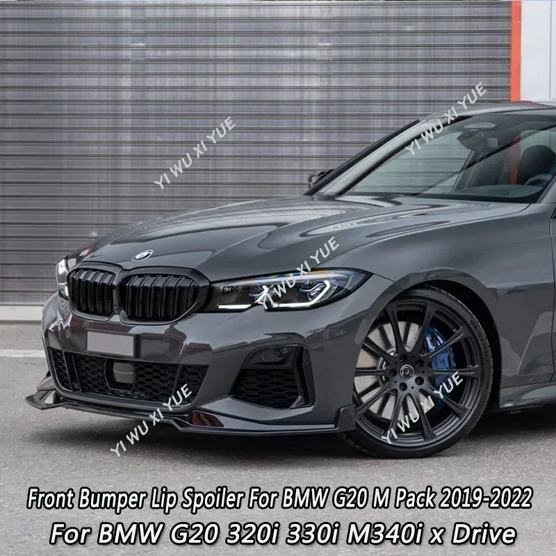 

For BMW 3 Series G20 M Pack Front Bumper Splitter Lip Spoiler Diffuser Guard Body Kit Cover 2019-2022 320i 330i M340i xDrive New