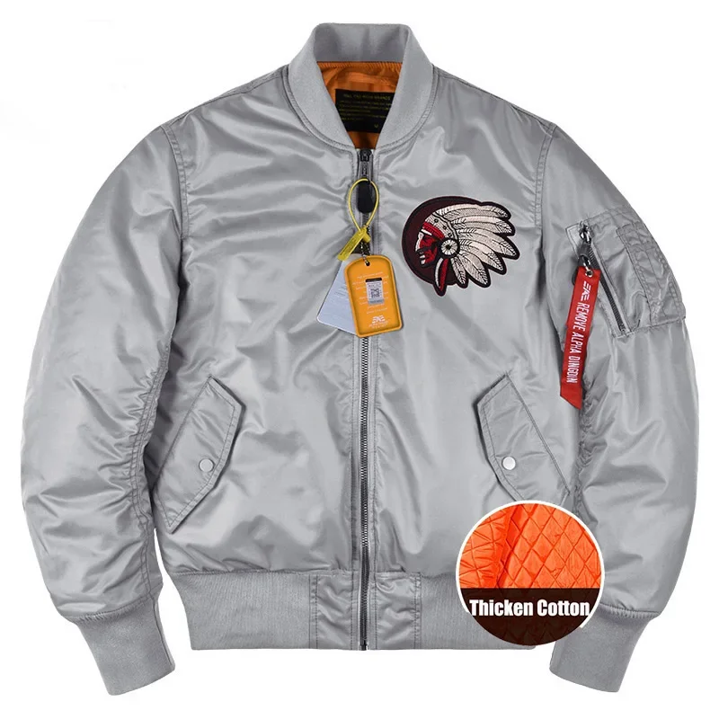 

Embroidered Winter Men's Military Tactical Flight jacket Thickened Cotton Coat Indian Head Embroidery Baseball Jacket for Male