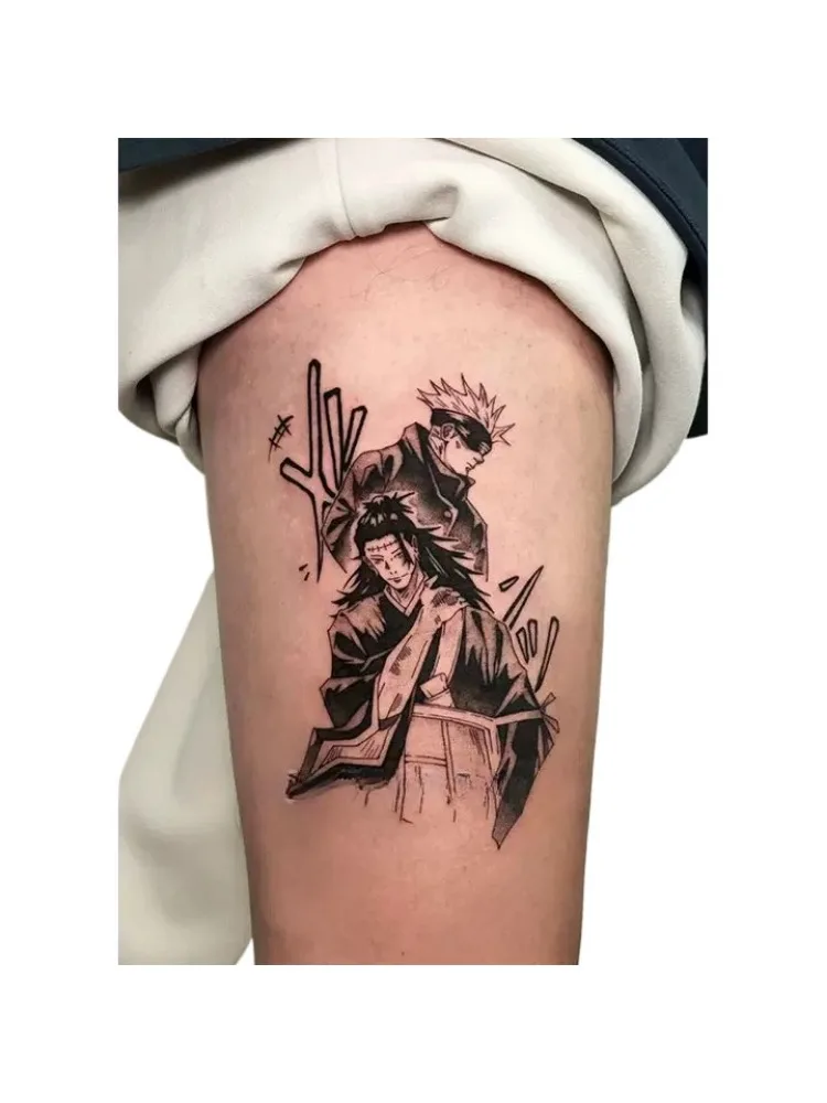 Anime Jujutsu Kaisen imperméable à l'eau jus de plantes tatouages temporaires dessin animé Art corporel longue durée faux tatouage autocollant pour femmes hommes