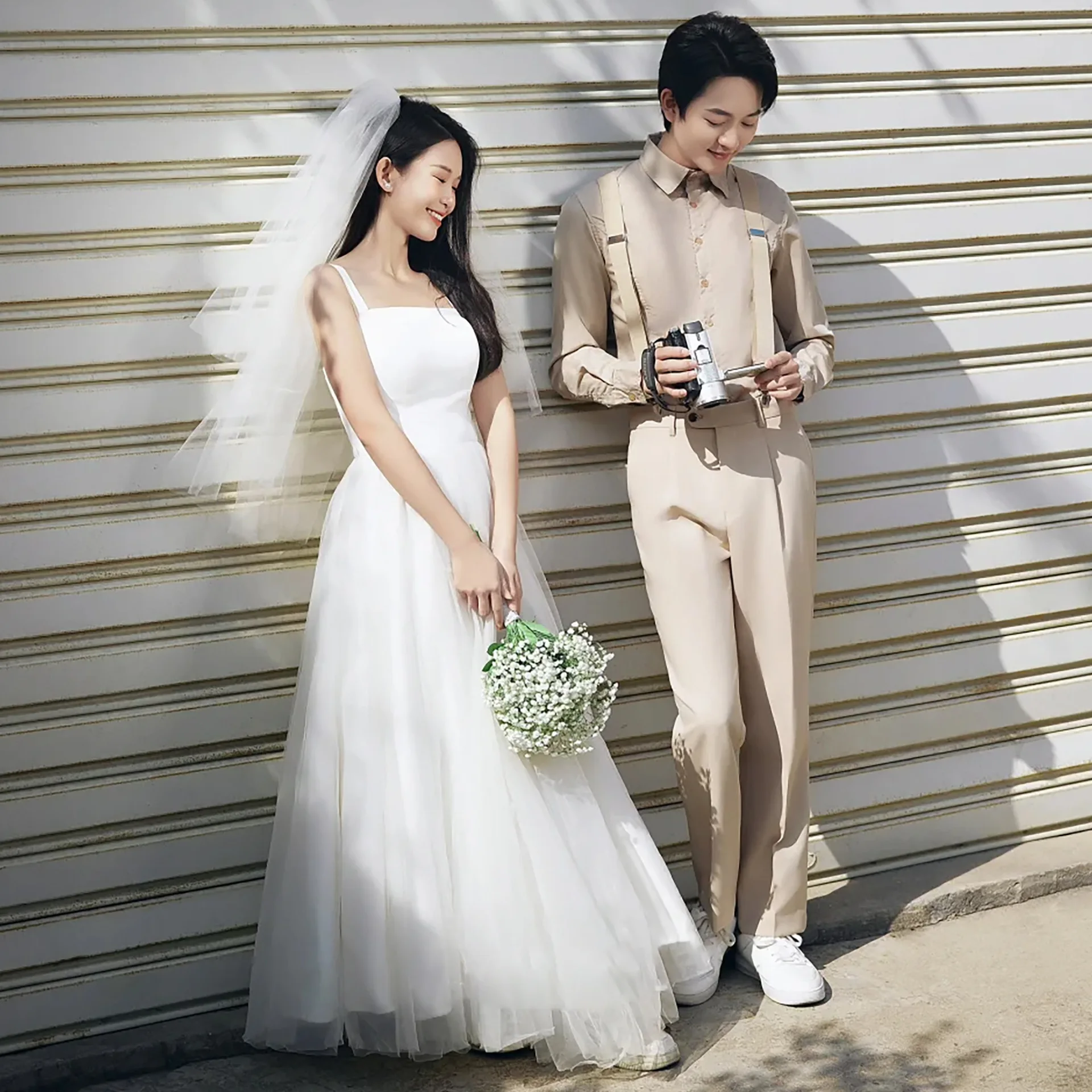 Vestidos de novia elegantes hasta el tobillo para mujer, vestido de novia de tul con corte en A, tirantes finos simples, vestidos de fiesta, vestido de noche