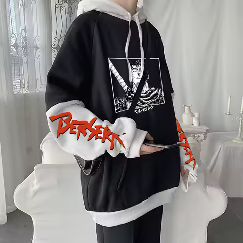 Anime Berserk Harajuku The Black Swordsman Guts Manga Hoodies Men Women Hip Hop Long Sleeve Streetwear Women Winter Sweatshirts