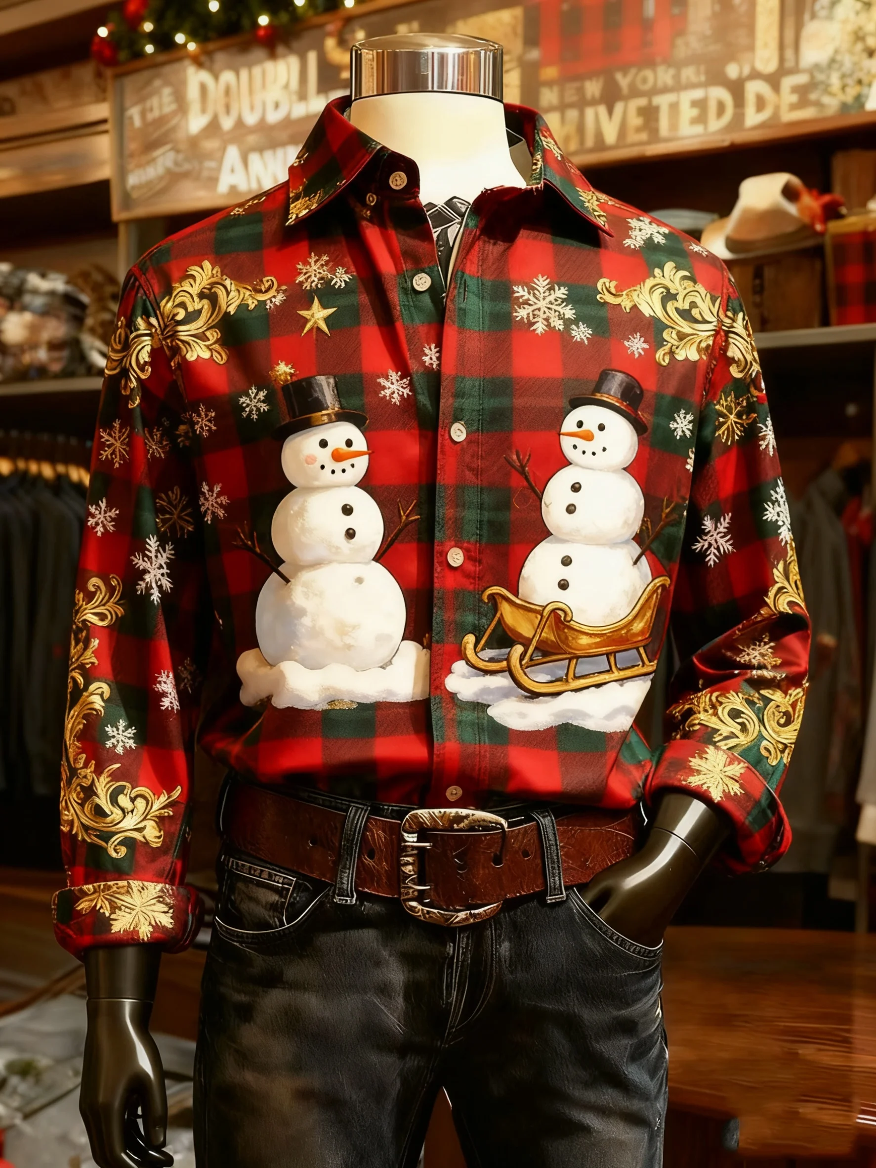 قميص عيد الميلاد الرجالي الجديد لعام 2026، بأزرار سفلية وأكمام طويلة، نمط عطلة ممتع في الهواء الطلق، ربيع/خريف، طية صدر السترة، قميص مطبوع ثلاثي الأبعاد #4