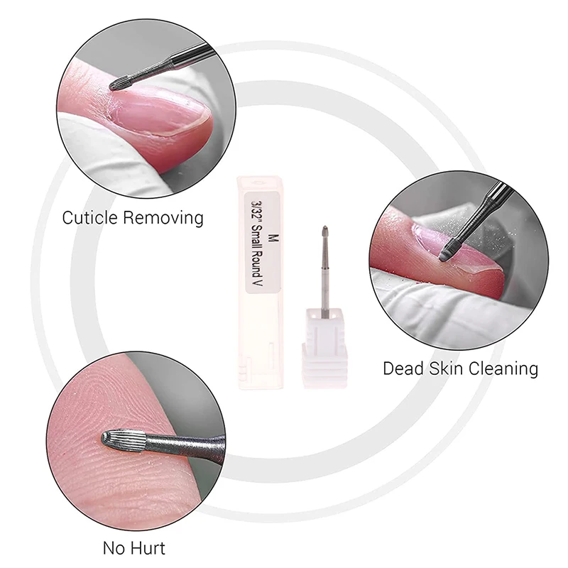 Manicure Tools Tungsten Carbide Safety Nail Drill Bit 3/32 Inch for Electric Nail File Machine Cuticle Remover