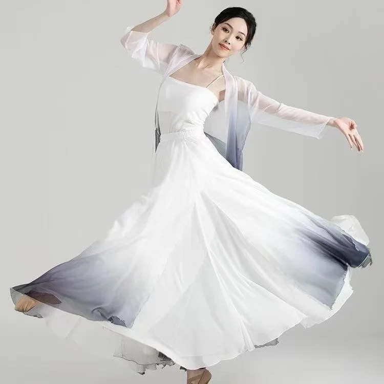

Traditional Mist Clouds Hanfu Women's Chinese Classical Dance Dress Full Set Vintage Event Chiffon Mesh Performance Show Suit