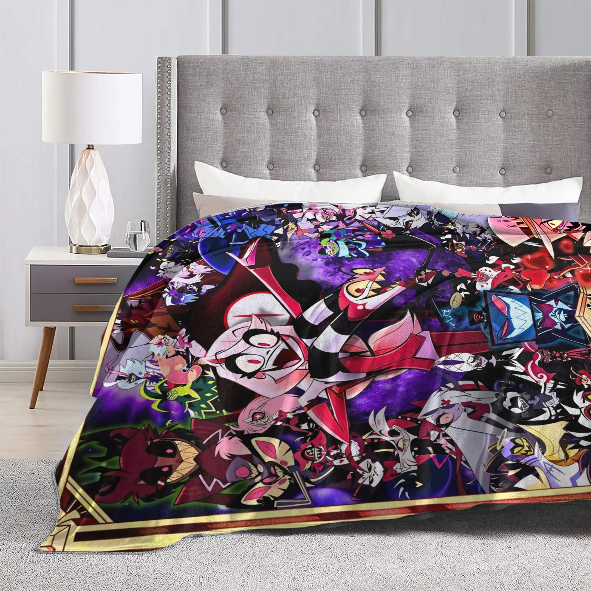 سوبر بطانية دافئة التخييم 2025 H-Hazbin فندق أنمي رمي بطانية الفانيلا المفرش لغرفة النوم غطاء سرير أريكة مريحة