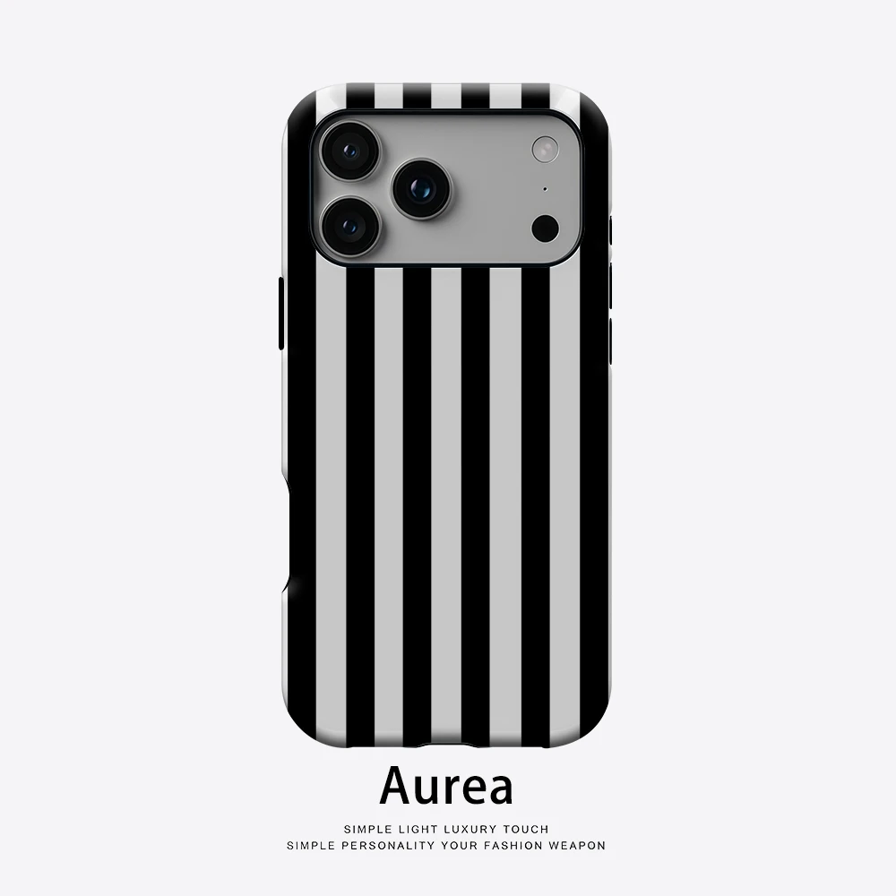 Monochrome Streifen-Handyhülle für magnetische Handyhülle für IPhone 17 16 15 14 13 Pro Max Plus, einzelne doppelschichtige robuste Hülle