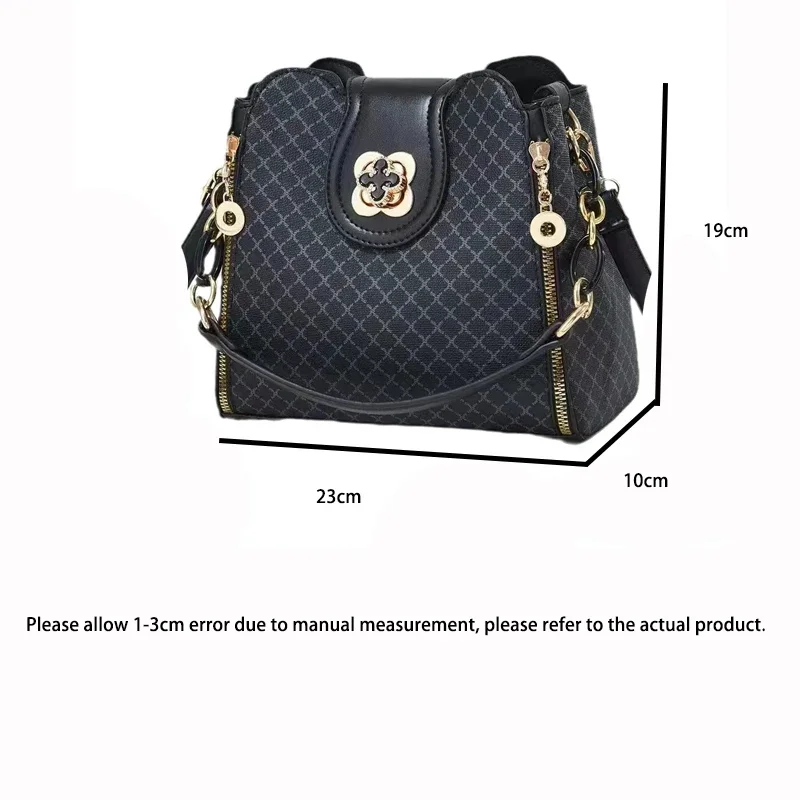 New Luxury Design Bucket Shoulder Crossbody Bag Women Handbag Bag Flip Check Print Large Capacity Single Shoulder Straddle Bag