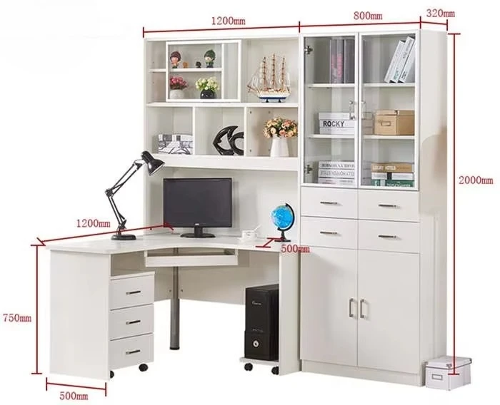 Innovative computer desk with bookcase