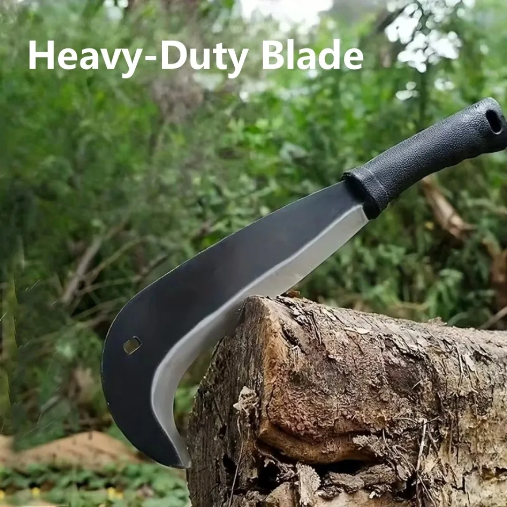 Heavy Duty Outdoor Cutting Tool with Curved High Carbon Steel Blade for Weed Brush Clearing Grass Cutting Yard Work
