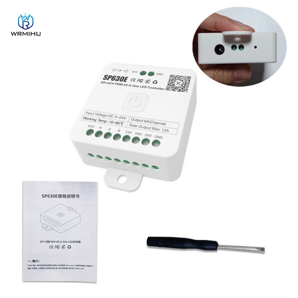 5V-24V SP630E All In One BT Music  LED Controller 5CH  SMD5050 WS2811 WS2812B  COB  RGB RGBW CCT PWM SPI Pixels LED Light Strip