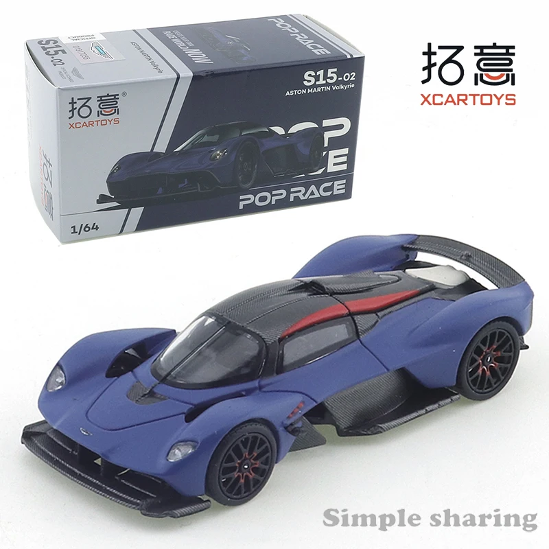 XCARTOYS POPRACE 1/64 Alloy Die Cast Car Model Toy ASTON MARTIN Valkyrie- Racing Blue Kids Xmas Gift Toys for Boys