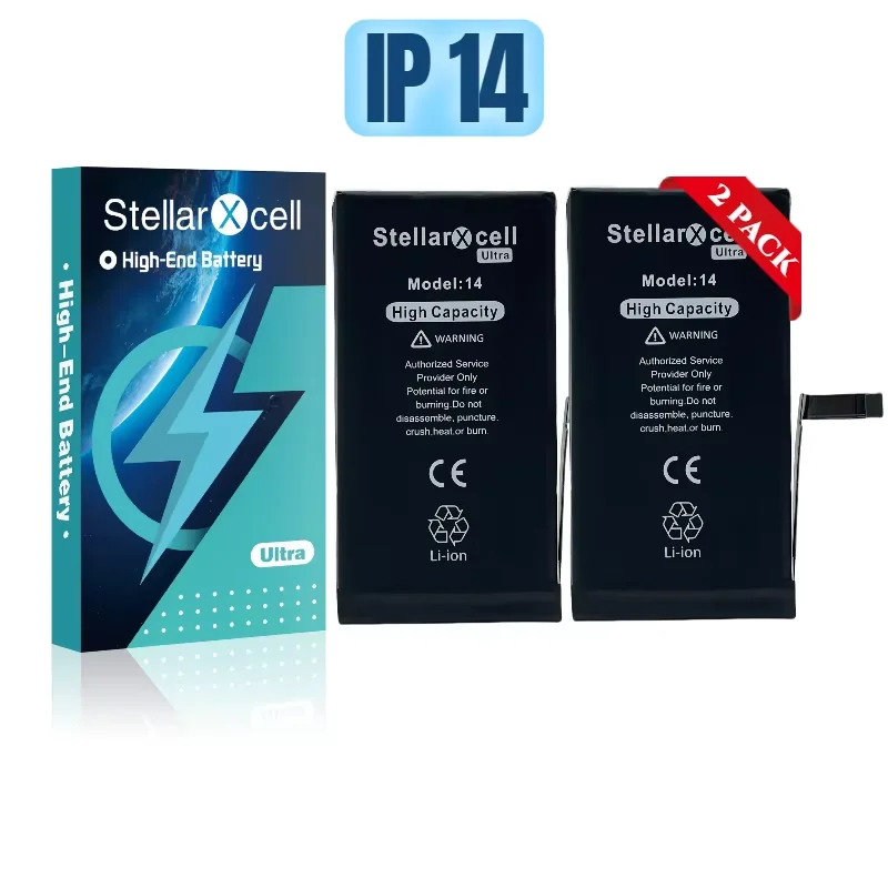 2 個の StellarXcell 超高容量バッテリー iphone 14 I4Pro 14ProMax オリジナル BMS フレックス 7037 TI 用