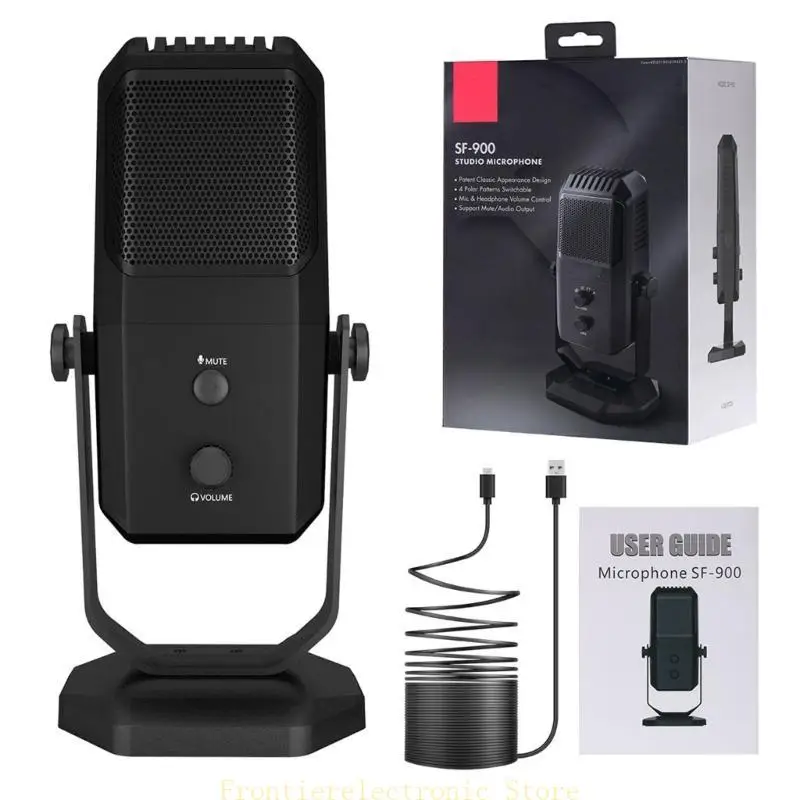 

G8DB Condenser Microphone for Meeting Game Video Recording Universal 48kHz/16Bit USB Mic with Cable Headset Volume Control