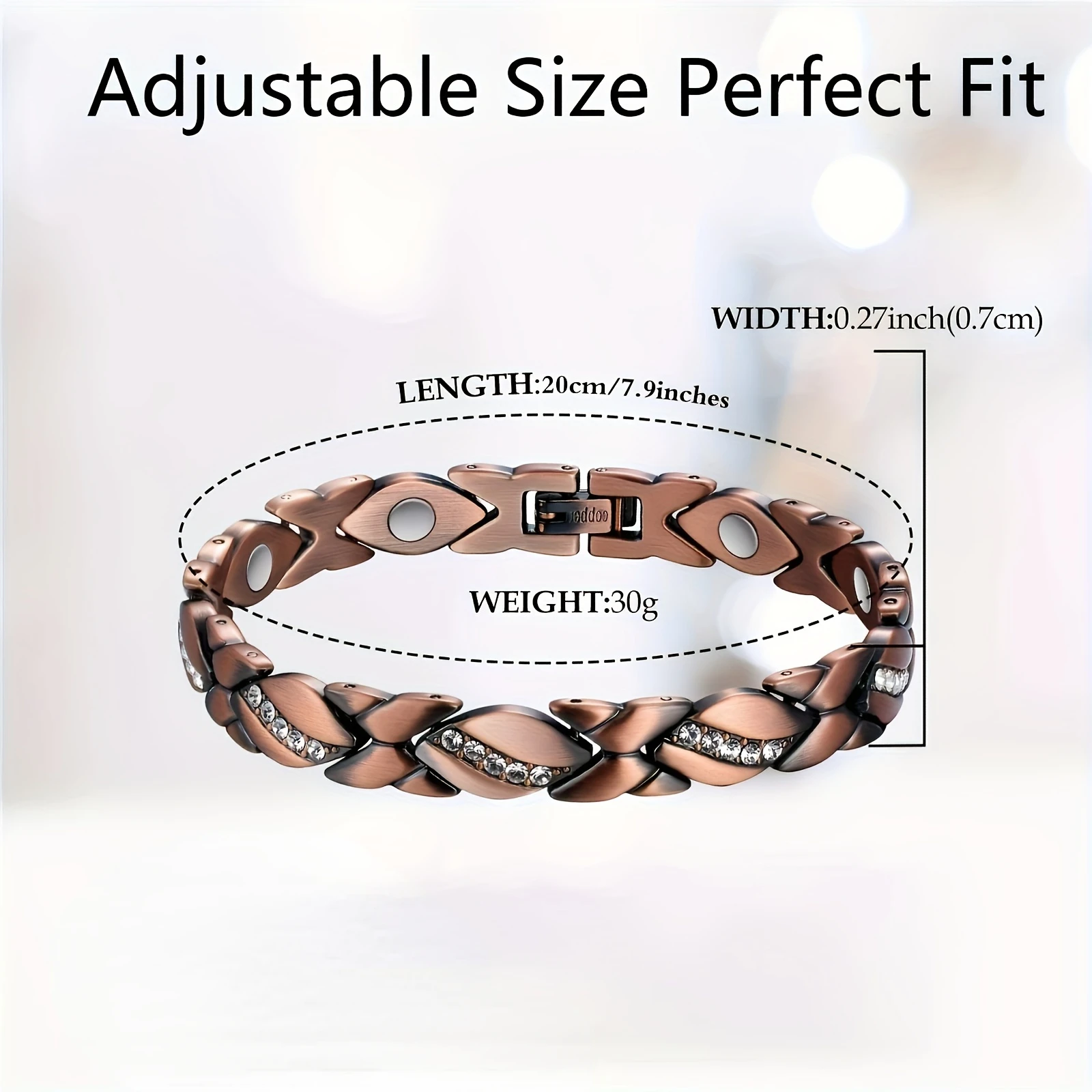 Womens 3500 Gauss Copper Magnetic Therapy Bracelet - Enhanced Lymphatic Drainage - Ideal for Health, Birthdays, Mothers Day, and