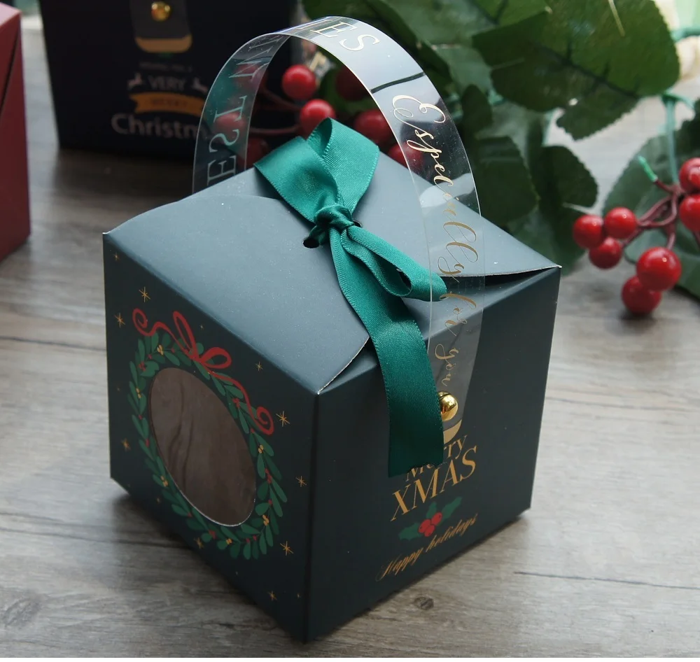 12 Stück Weihnachts-Papierbox mit Fenstergriff, Pralinenschachtel, Seife, Kerze, Kekse, Süßigkeiten, kleine Geschenkverpackung, Partygeschenke, Dekor – Detail 3
