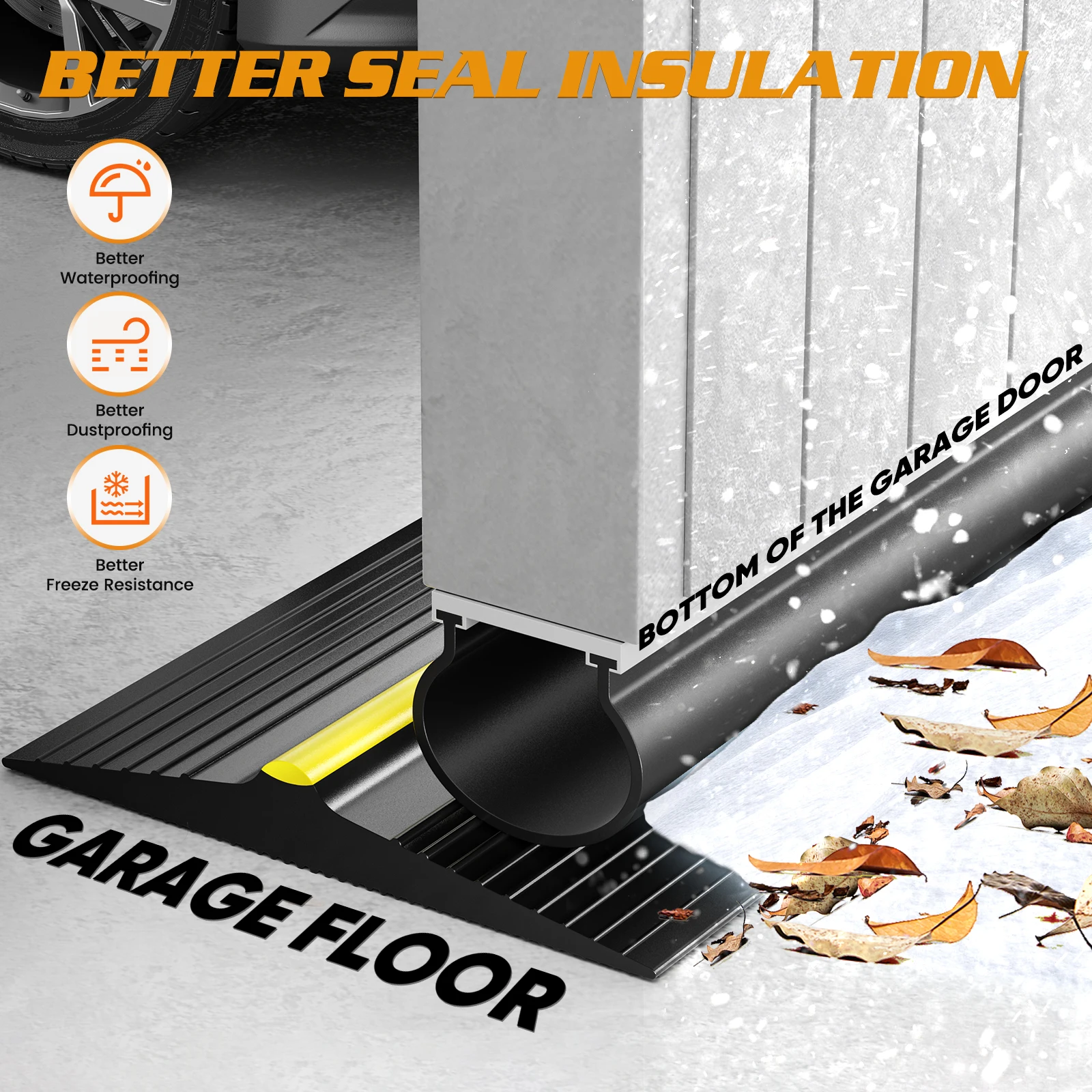 Garage Door Seal 2.5/4.8M Universal Threshold Seal Weatherproof Floor Seal Rubber DIY Seal Replacement for Garage Doors Perfect