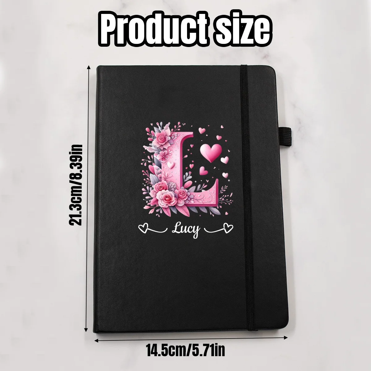 Custom Journal with Alphabet Flowers, Personalized Name Notebook, Custom Journal for Women, Notebooks for Work, Birthday Gifts