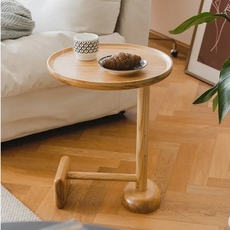 Chic Manicure Stand Scandinavian Japanese Fusion Circular Nightstand Balcony Stylish Brew Spot Graceful Side Table