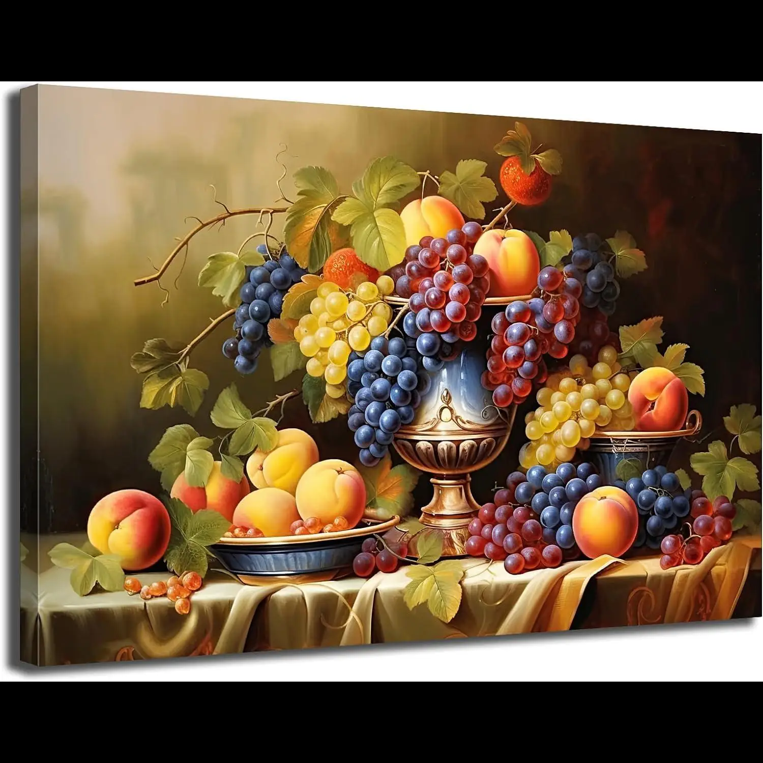 Vintage Fruit  Grape Canvas Art  Rustic Farmhouse KitchenDining Room Wall Decor