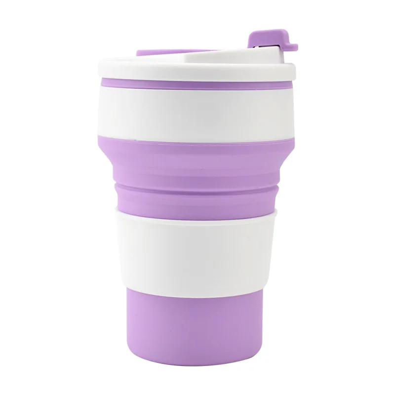 350ML/500ML Silicone Folding Cup Collapsible Mug With Cover Coffee Travel Outdoors Portable Water Drinking Tea Cups