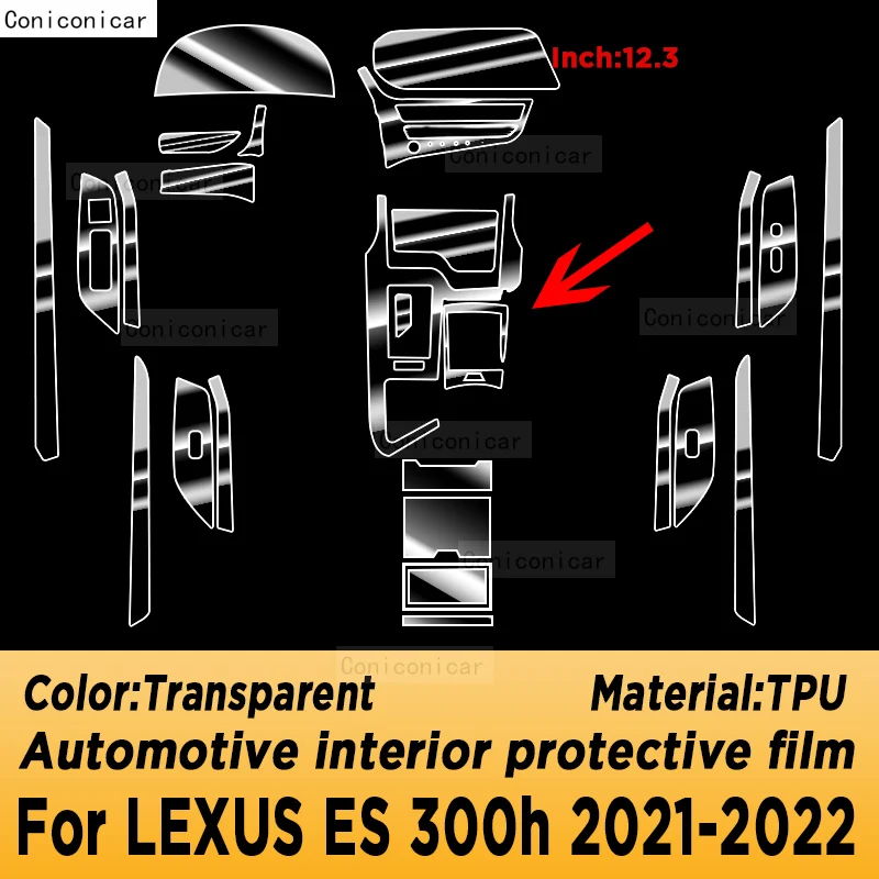 For Lexus ES 300h 2021-2024 Gearbox Panel Navigation Screen Automotive Interior TPU Protective Film Cover Anti-Scratch Sticker