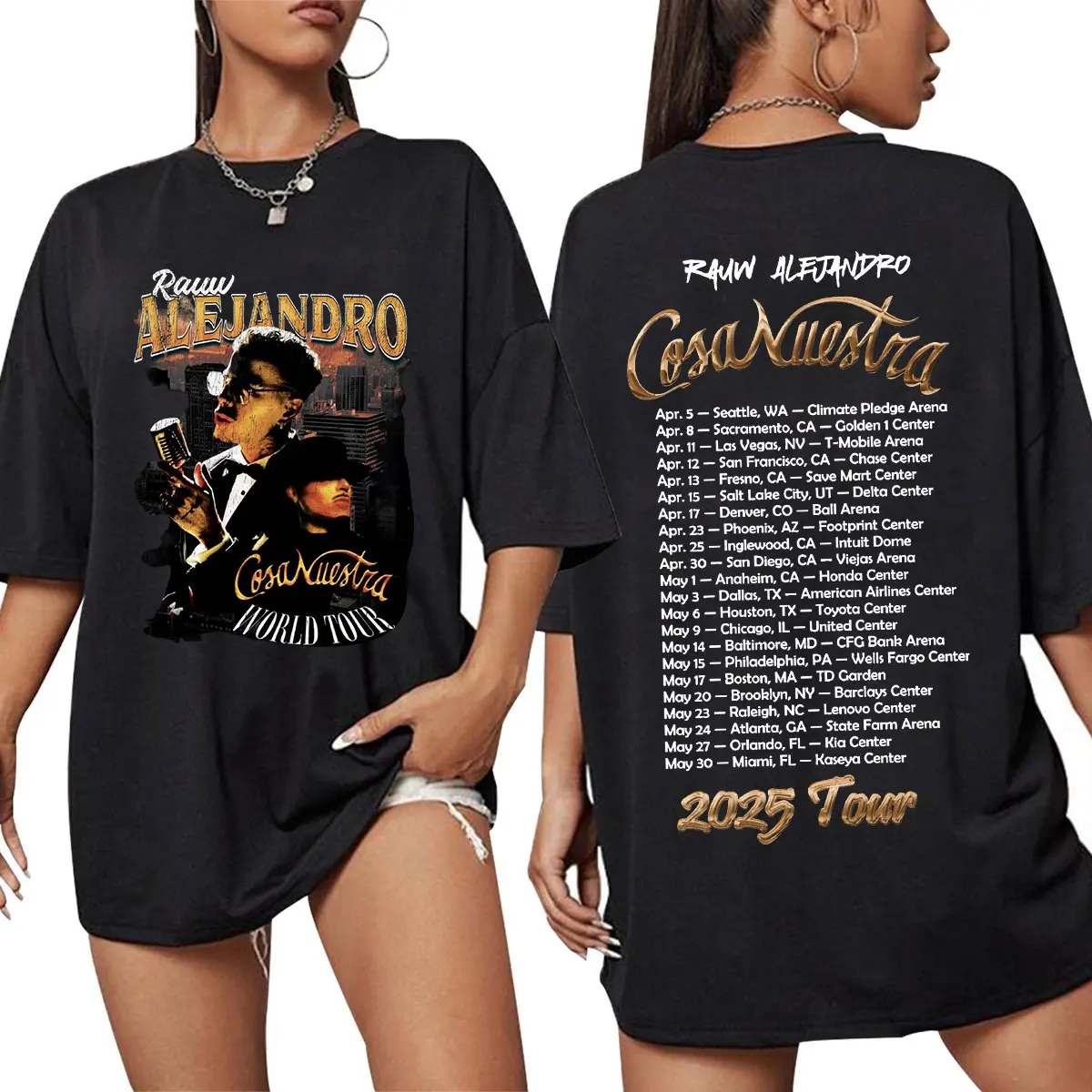 Singer Rauw Alejandro Cosa Nuestra 2025 Tour Merch T-shirt Men Women Vintage Short Sleeve T Shirt Cotton Oversized T-Shirts Tops