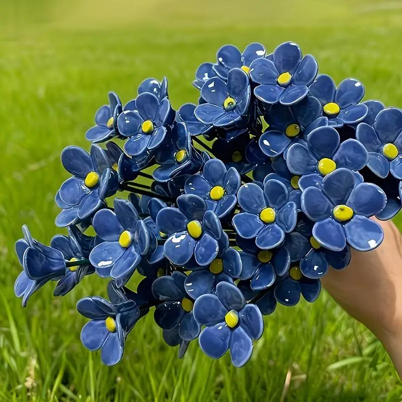 6/8/10 pièces de fleurs éternelles en céramique artisanales, qui ne s'estompent jamais, pour la décoration intérieure et extérieure de la maison