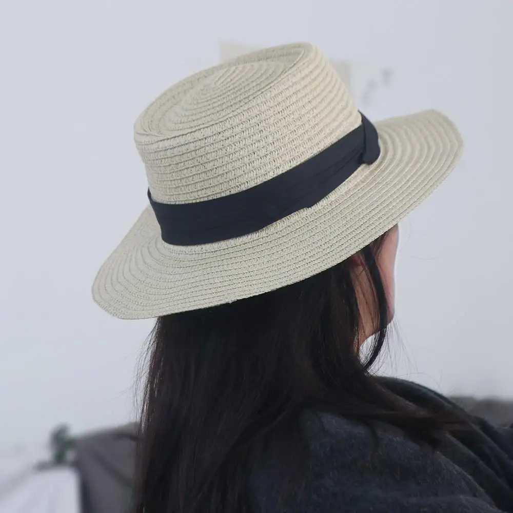 

Fashion Korean Style Straw Woven Hat Wide Brim Concave Top Sunscreen Bucket Hat Flat Brim Sunshade Women's Sun Hat Beach