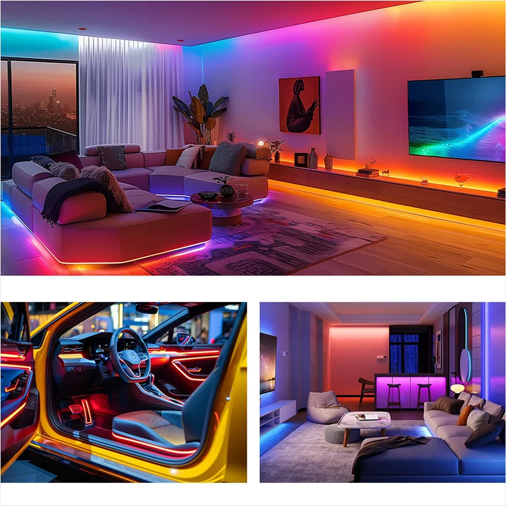 DC5V RGB WS2812B LED شريط قابل للعنونة بشكل فردي 1/2/3/4/5 متر 2812 بكسل ذكي مقاوم للماء IP30/65/67 أسود PCB أبيض PCB