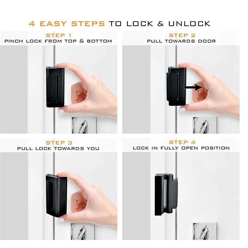 Door Reinforcement Lock Stop Childproof Construction 3 Inch Stop Childproof Black