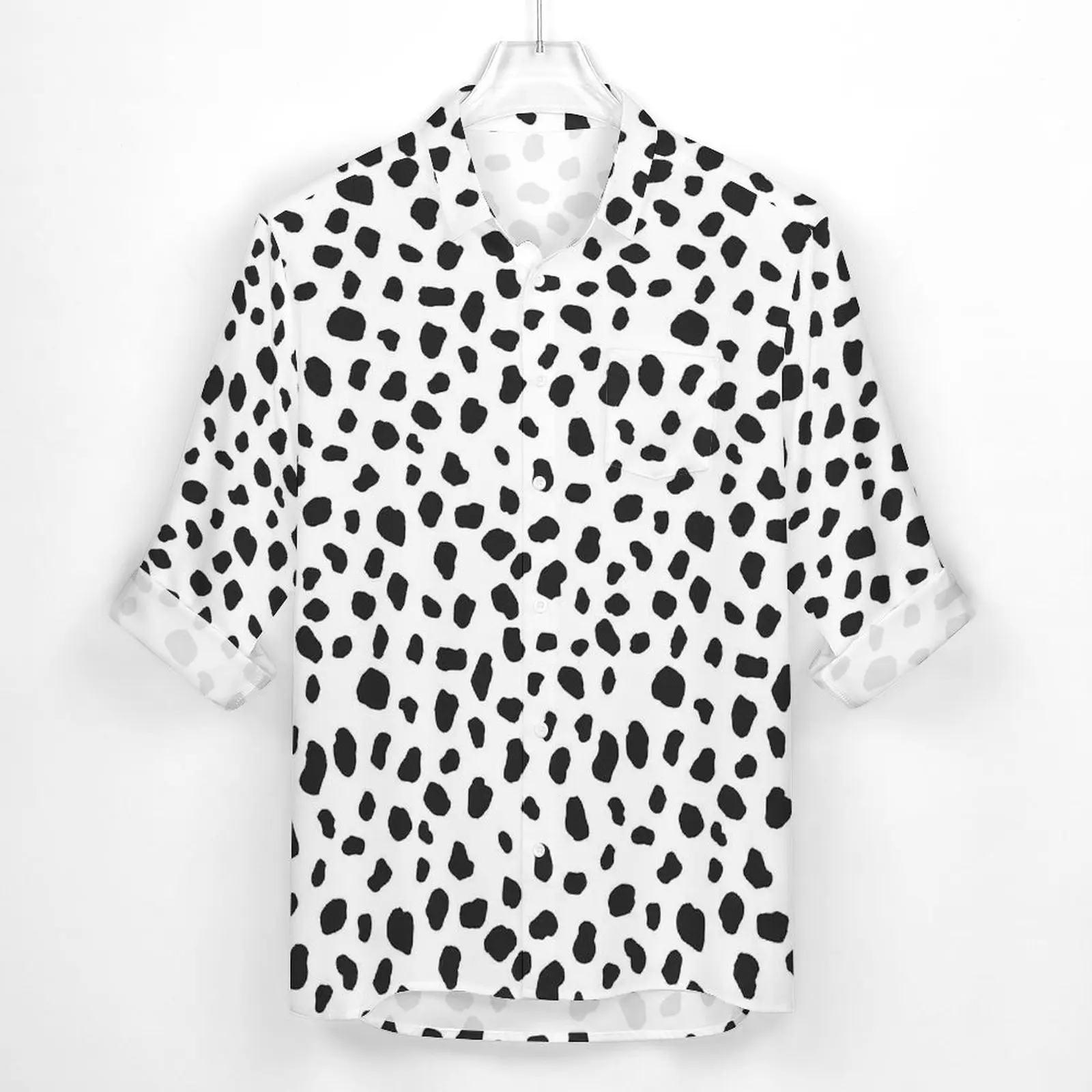 Dalmatian Shirt Spring Spotted Animal Print Casual Shirts Men Fashion Blouses Long Sleeve Design Y2K Clothes Plus Size