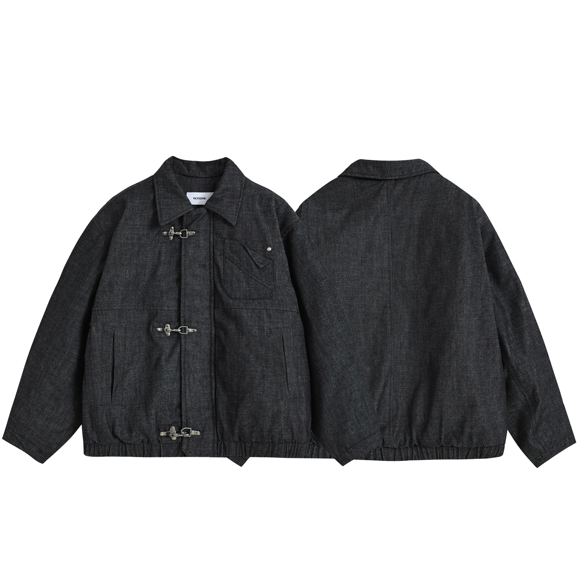 

Retro Aircrt Bule Denim Workwear Cotton Jaet Thiened Warm ex Loose Fit Winter Faion Urban Sle Long Coat