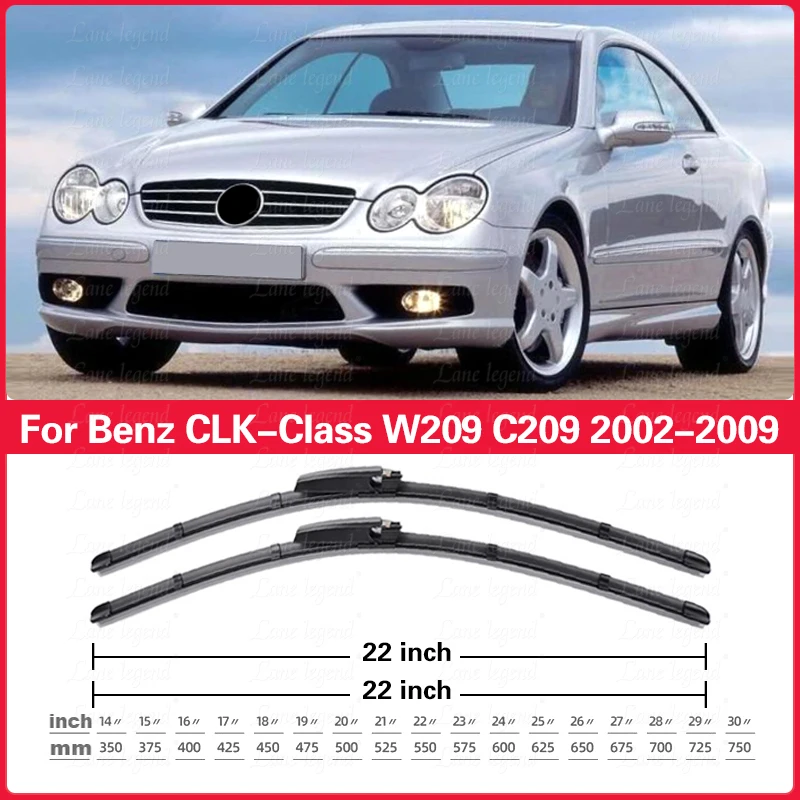 

2Pcs For Mercedes Benz CLK-Class W209 C209 2002-2009 Front Window Wiper Blades Windshield Windscreen Cleaning Brushes Accessorie