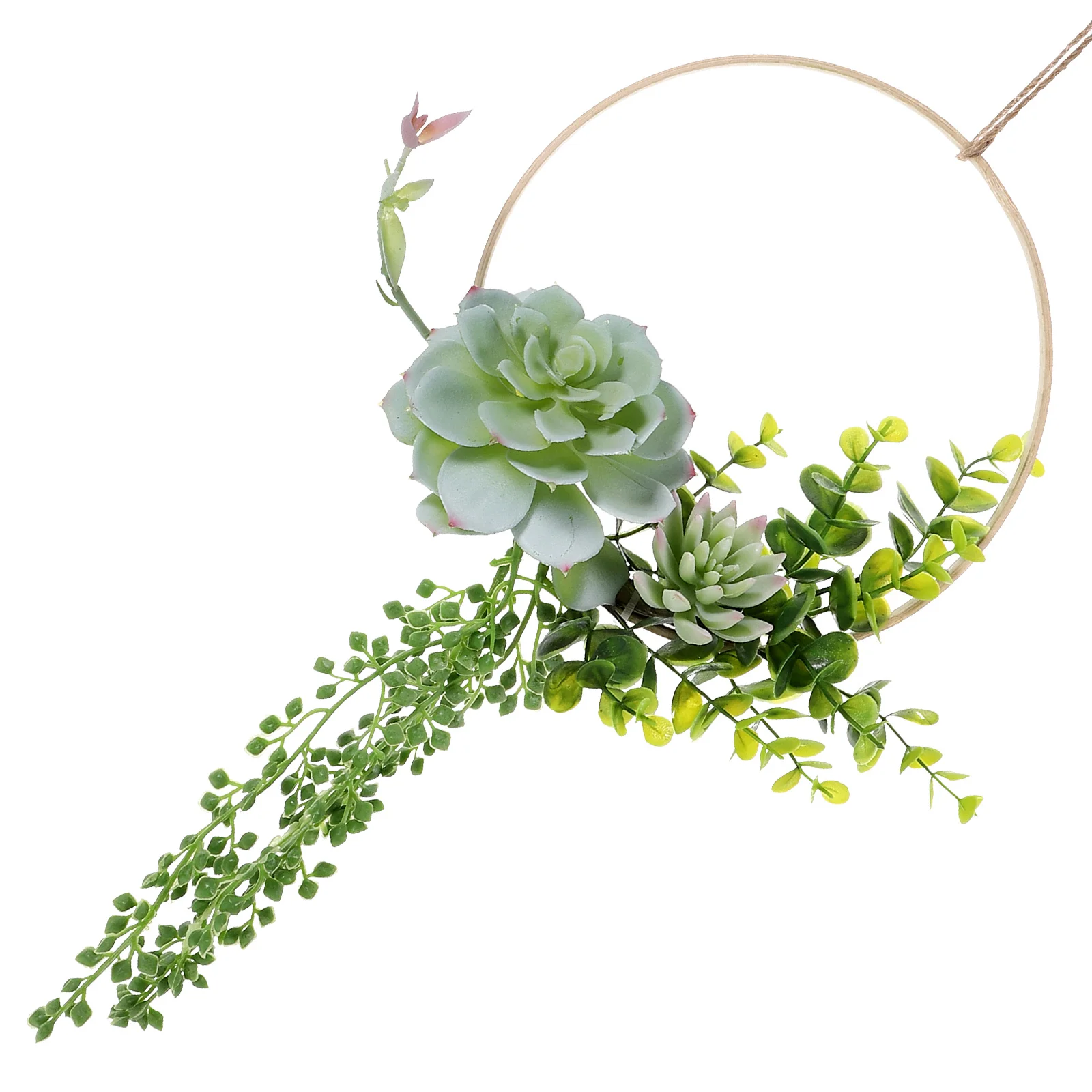 

Artificial Succulents Wreath Bamboo Plastic Simulation Flower Pendant Front Door Wedding Garland Hanging Door Decor