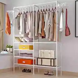 Clothes and Hats Rack Floor to Ceiling Bedroom Hanging Clothes Rack Simple Household Economical Storage Rack